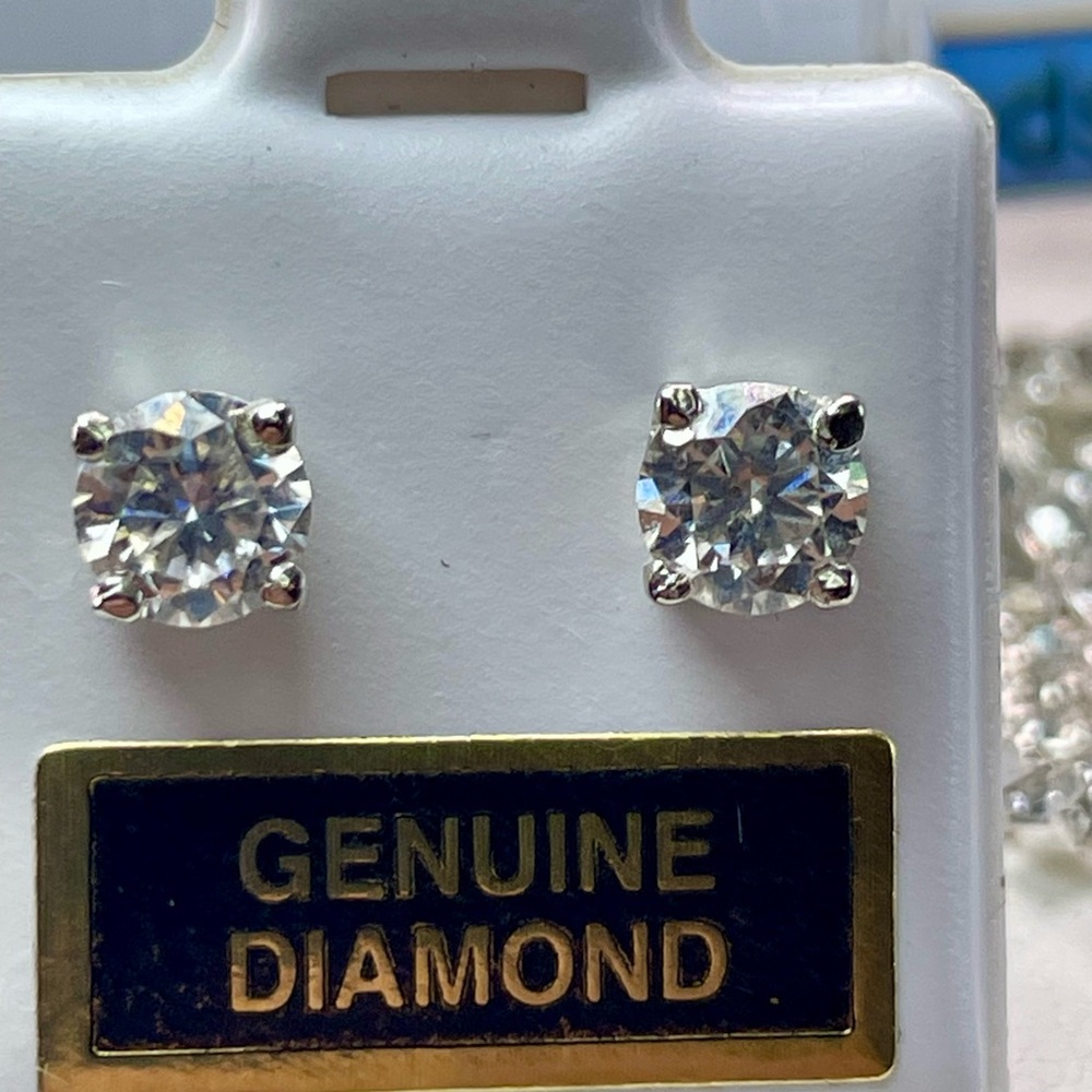 1ct Diamond CERTIFIED studs silver 925 - Picture 4 of 16